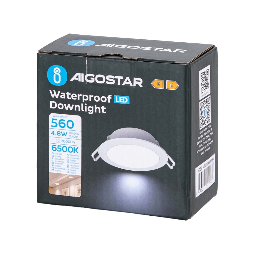 Aigostar - LED Χωνευτό φωτιστικό οροφής μπάνιου  LED/4,8W/230V 6500K λευκό IP65