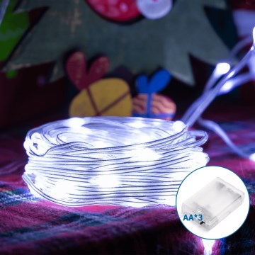 Aigostar - LED Χριστουγεννιάτικη Γιρλάντα 100xLED/3xAA 10,3μ ψυχρό λευκό