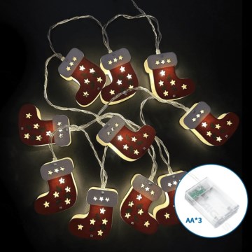 Aigostar - LED Χριστουγεννιάτικη γιρλάντα 10xLED/3xAA 1,5 m θερμό λευκό κάλτσες