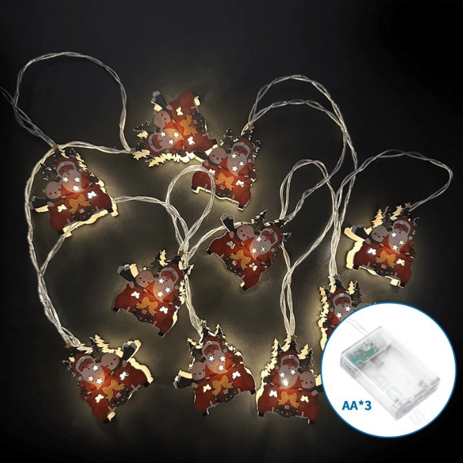 Aigostar - LED χριστουγεννιάτικη γιρλάντα 10xLED/3xAA 1,5m, ζεστό λευκό, με στολίδια σε σχήμα έλκηθρου