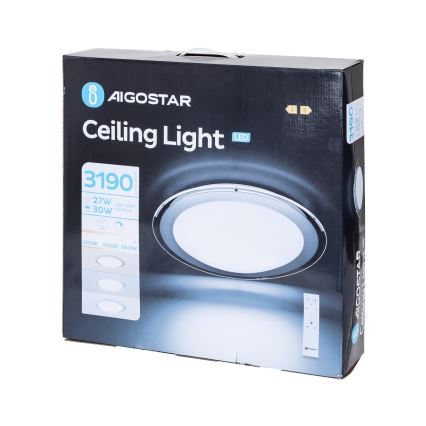 Aigostar - Ρυθμιζόμενο χωνευτό φωτιστικό LED/30W/230V 2700-6500K διάμετρος 42,9 cm χρώμιο + τηλεχειριστήριο
