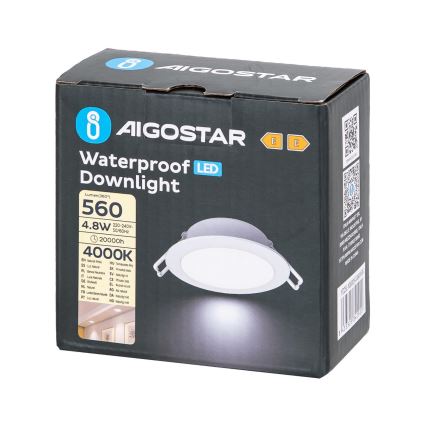 Aigostar - LED Χωνευτό φωτιστικό οροφής μπάνιου LED/4,8W/230V 4000K λευκό IP65