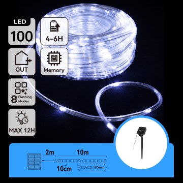 Aigostar - Ηλιακή LED γιρλάντα 100xLED/8 λειτουργίες 12m IP65 ψυχρό λευκό 800 mAh