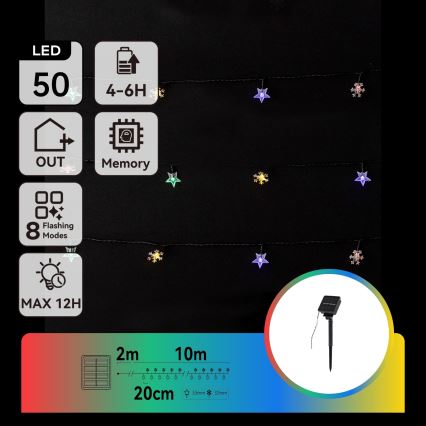 Aigostar - Ηλιακή γιρλάντα LED 50xLED/8 λειτουργίες 800 mAh 12m IP65 πολύχρωμη