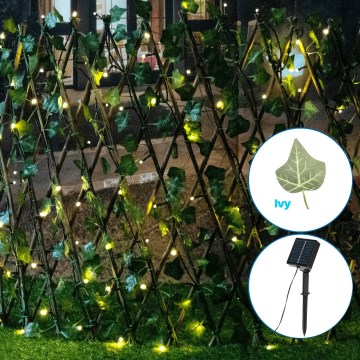 Aigostar - Ηλιακή LED διακόσμηση 102xLED/2x0,7m IP65 300 mAh θερμό λευκό κισσός