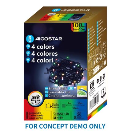 Aigostar - Ηλιακή χριστουγεννιάτικη γιρλάντα LED 200xLED/8 λειτουργίες 22m IP65 πολύχρωμη 800 mAh