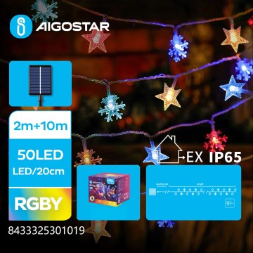 Aigostar - Ηλιακή γιρλάντα LED 50xLED/8 λειτουργίες 800 mAh 12m IP65 πολύχρωμη