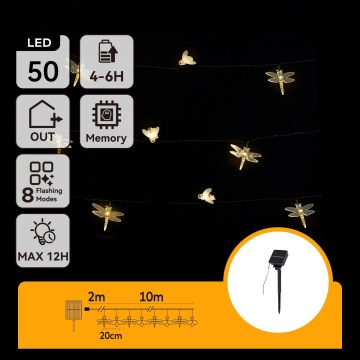 Aigostar - Ηλιακή διακοσμητική γιρλάντα LED 50 LED/8 λειτουργίες 10 m 800 mAh IP65 θερμό λευκό