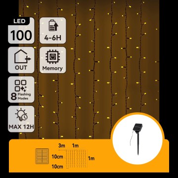 Aigostar - Ηλιακή χριστουγεννιάτικη γιρλάντα LED 100xLED/8 λειτουργίες 4x1m IP65 θερμό λευκό 800 mAh