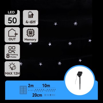 Aigostar - Ηλιακή χριστουγεννιάτικη γιρλάντα LED 50xLED/8 λειτουργίες 12m IP65 800 mAh ψυχρό λευκό