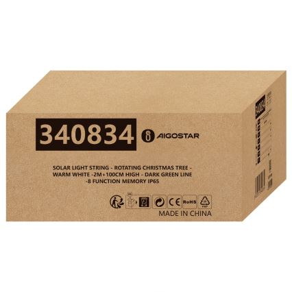 Aigostar - LED ηλιακή χριστουγεννιάτικη διακόσμηση LED/0,59W/3,7V 100 cm IP65 130 mAh θερμό λευκό