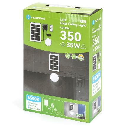 Aigostar - Ηλιακό φωτιστικό LED LED/35W/12V 3000 mAh 6500K διάμετρος 16,8 cm + τηλεχειριστήριο