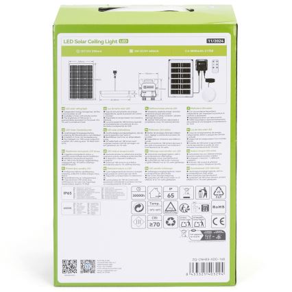 Aigostar - Ηλιακό φωτιστικό LED LED/35W/12V 3000 mAh 6500K διάμετρος 16,8 cm + τηλεχειριστήριο