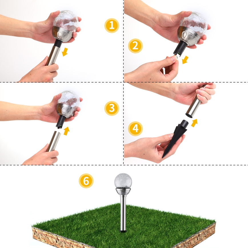 Aigostar - Ηλιακό φωτιστικό LED RGB LED/0,08W/2V IP44 200 mAh