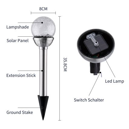 Aigostar - Ηλιακό φωτιστικό LED RGB LED/0,08W/2V IP44 200 mAh