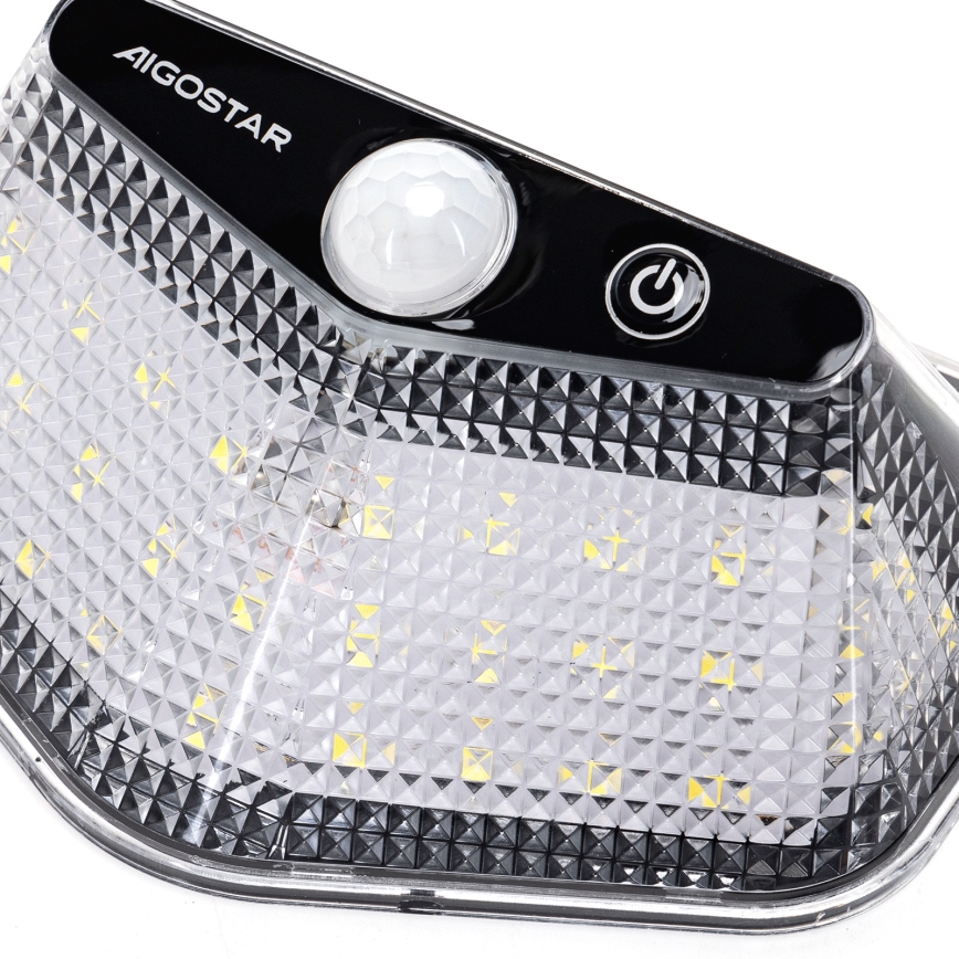 Aigostar - Ηλιακό LED φωτιστικό με αισθητήρα, 3,7V, 6500K, 500 mAh, IP65, μαύρο