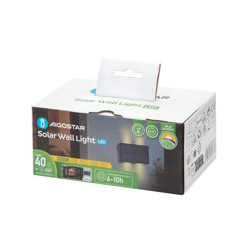 Aigostar - Ηλιακό φωτιστικό τοίχου LED LED/4W/5,5V 2700K IP44