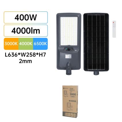 Aigostar - Ηλιακό φωτιστικό δρόμου με αισθητήρα LED/400W/3,2V 4800mAh + τηλεχειριστήριο