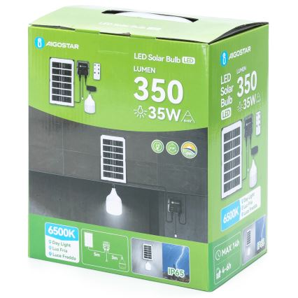 Aigostar - Ηλιακό κρεμαστό φωτιστικό LED LED/35W/12V 3000 mAh 6500K διάμετρος 10 cm + τηλεχειριστήριο