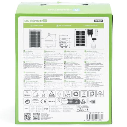 Aigostar - Ηλιακό κρεμαστό φωτιστικό LED LED/35W/12V 3000 mAh 6500K διάμετρος 10 cm + τηλεχειριστήριο