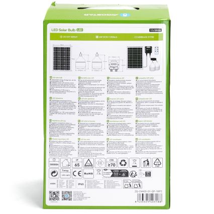 Aigostar - Ηλιακό κρεμαστό φωτιστικό LED με αισθητήρα 2xLED/35W/12V 6000 mAh 6500K διάμετρος 10 cm + τηλεχειριστήριο