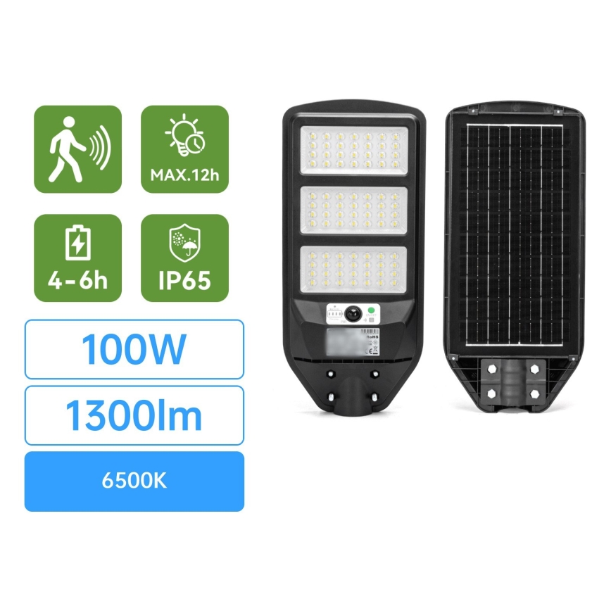Aigostar - Ηλιακός LED φωτισμός δρόμου με αισθητήρα LED/100W/3,2V 2400mAh 6500K