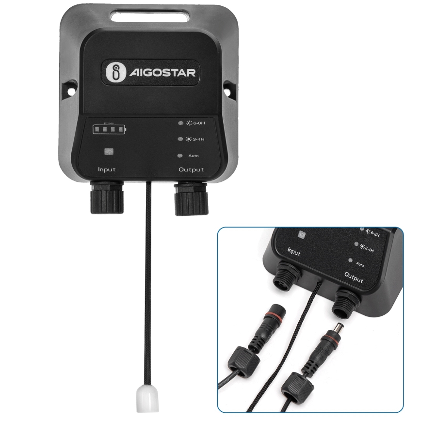 Aigostar - LED ηλιακό φωτιστικό 70W/12V, 6000 mAh, 6500K, IP65, διάμ. 12 εκ., με τηλεχειριστήριο