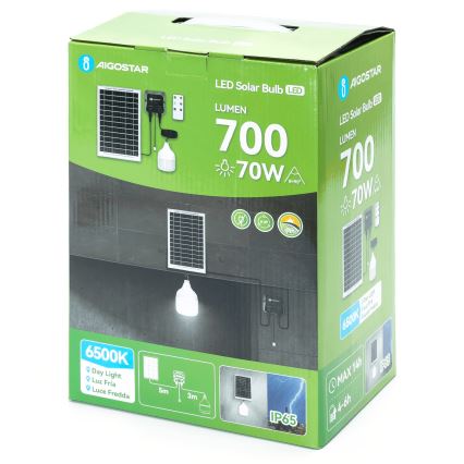 Aigostar - LED ηλιακό φωτιστικό 70W/12V, 6000 mAh, 6500K, IP65, διάμ. 12 εκ., με τηλεχειριστήριο