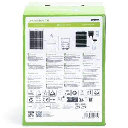 Aigostar - LED ηλιακό φωτιστικό 70W/12V, 6000 mAh, 6500K, IP65, διάμ. 12 εκ., με τηλεχειριστήριο