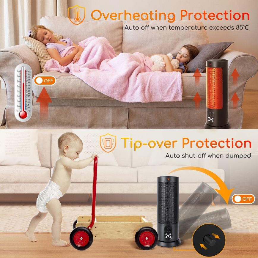 Aigostar - Ηλεκτρική θερμάστρα 1500W/230V + τηλεχειριστήριο