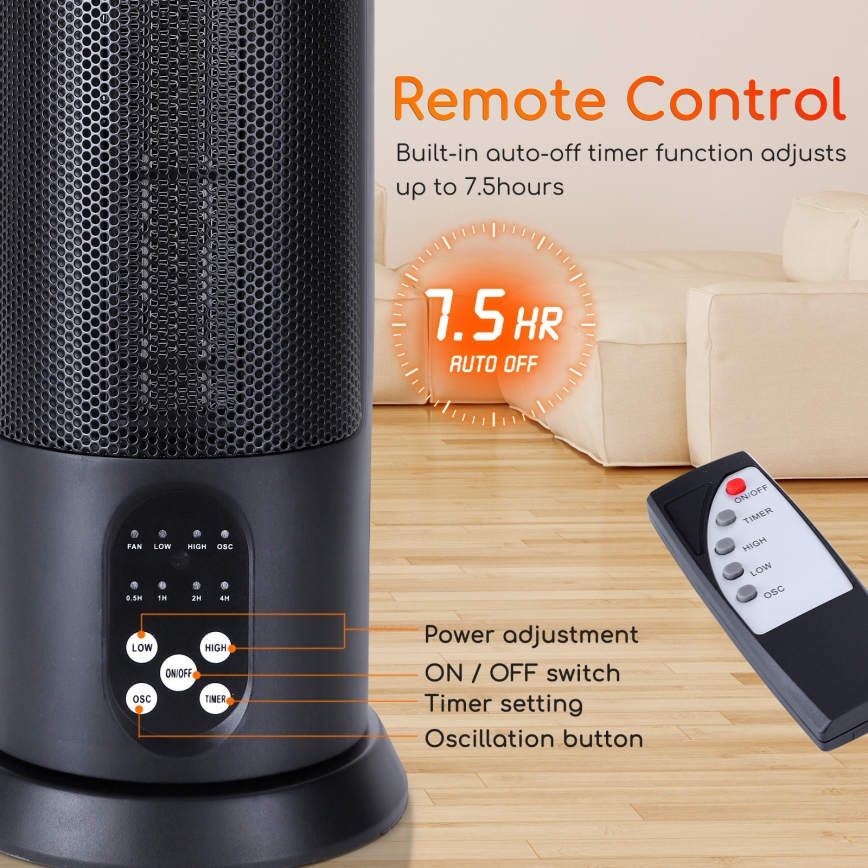 Aigostar - Ηλεκτρική θερμάστρα 1500W/230V + τηλεχειριστήριο