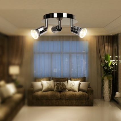 Aigostar - Σποτ οροφής 3xGU10/60W/230V γυαλιστερό χρώμιο