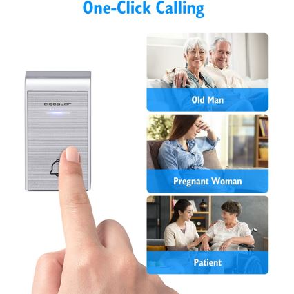 Aigostar - Σετ 2x Ασύρματο κουδούνι για πρίζα 230V/12V IP44 ασημί