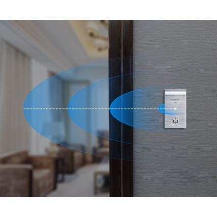 Aigostar - Σετ 2x Ασύρματο κουδούνι για πρίζα 230V/12V IP44 ασημί