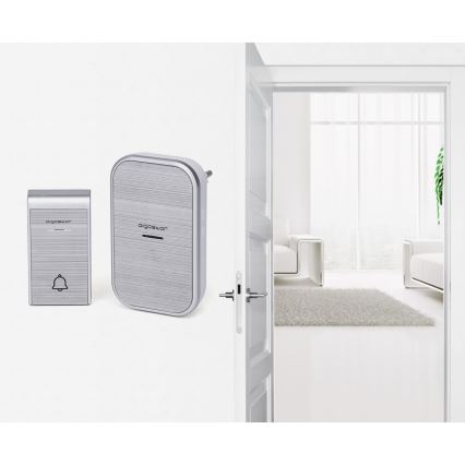 Aigostar - Σετ 2x Ασύρματο κουδούνι για πρίζα 230V/12V IP44 ασημί