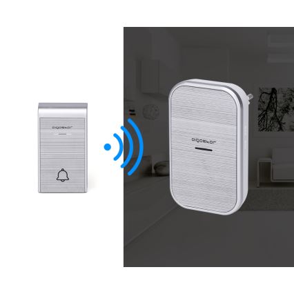 Aigostar - Σετ 2x Ασύρματο κουδούνι για πρίζα 230V/12V IP44 ασημί