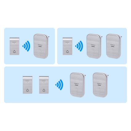 Aigostar - Σετ 2x Ασύρματο κουδούνι για πρίζα 230V/12V IP44 ασημί