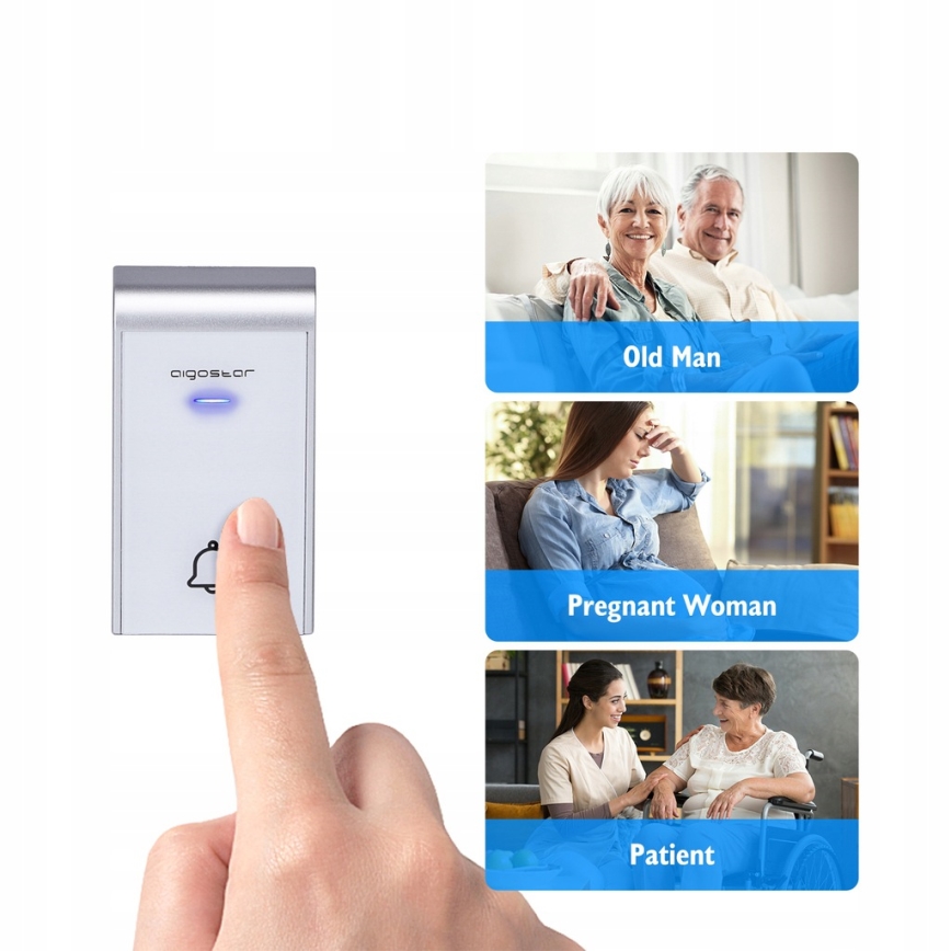 Aigostar - Σετ 2x Ασύρματο κουδούνι για πρίζα 230V/12V IP44 λευκό