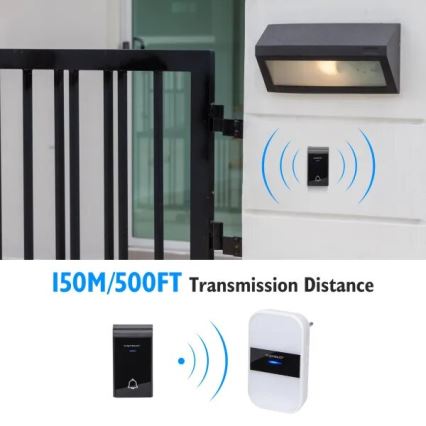 Aigostar - Σετ 2x Ασύρματο κουδούνι για πρίζα 230V/12V IP44 λευκό/μαύρο