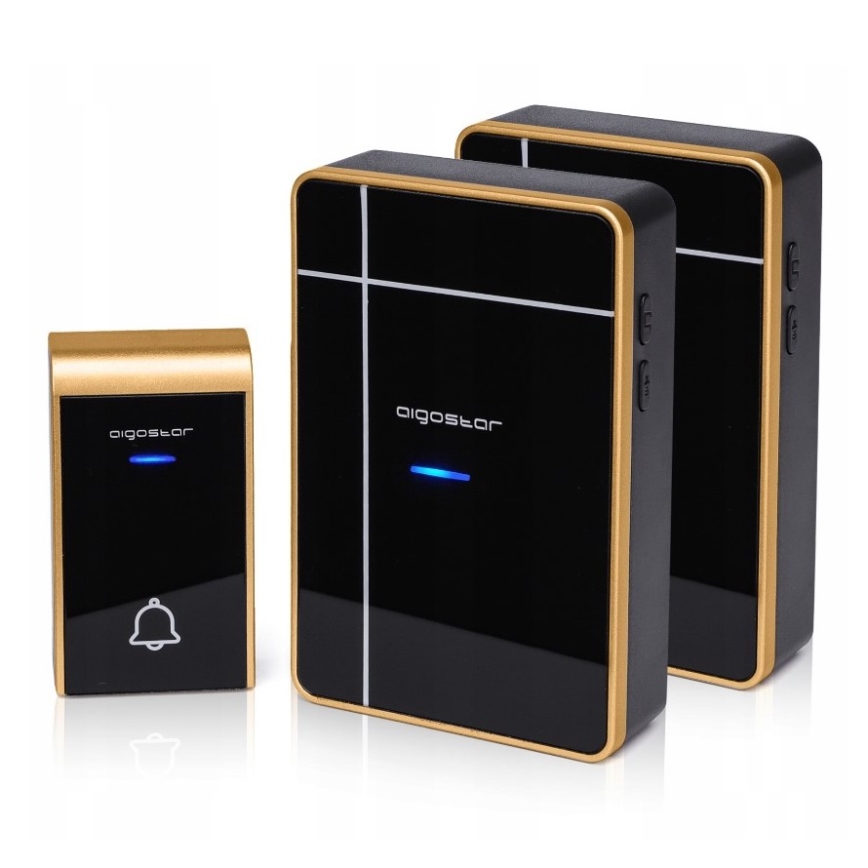 Aigostar - ΣΕΤ 2x Ασύρματο κουδούνι 3xAA/12V IP44 μαύρο