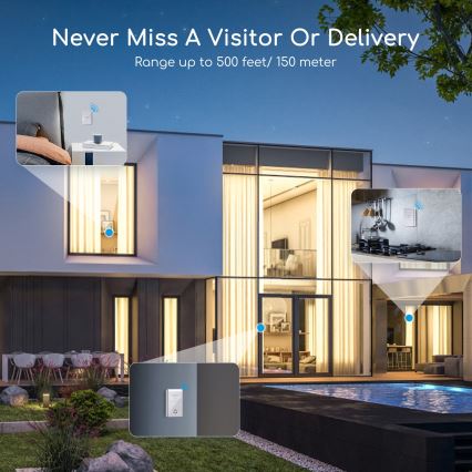 Aigostar - ΣΕΤ 2x Ασύρματο κουδούνι 3xAA/12V IP44 ασημί