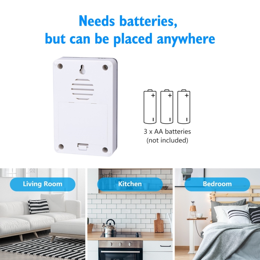 Aigostar - ΣΕΤ 2x Ασύρματο κουδούνι 3xAA/12V IP44 ασημί