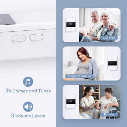 Aigostar - ΣΕΤ 2x Ασύρματο κουδούνι 3xAA/12V IP44 λευκό/μαύρο