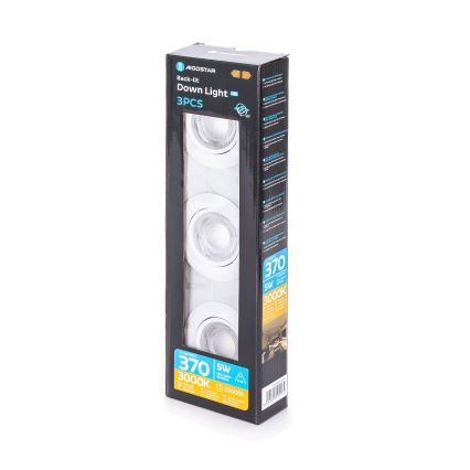 Aigostar - Σετ 3 τεμαχίων χωνευτών φωτιστικών οροφής LED, 5W/230V, 3000K, διάμ. 8,5 cm, λευκό