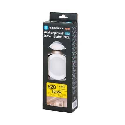 Aigostar - ΣΕΤ 3x Φωτιστικό χωνευτό LED εξωτερικού χώρου LED/4,8W/230V 3000K IP65 λευκό