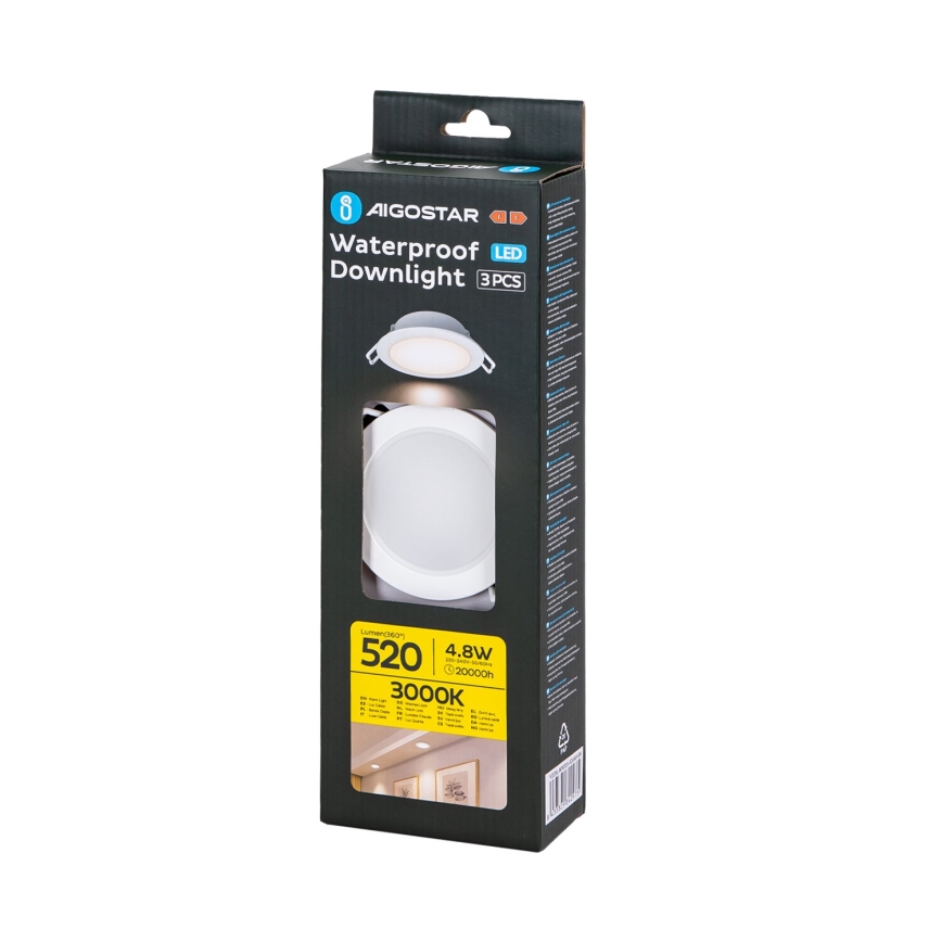 Aigostar - ΣΕΤ 3x Φωτιστικό χωνευτό LED εξωτερικού χώρου LED/4,8W/230V 3000K IP65 λευκό