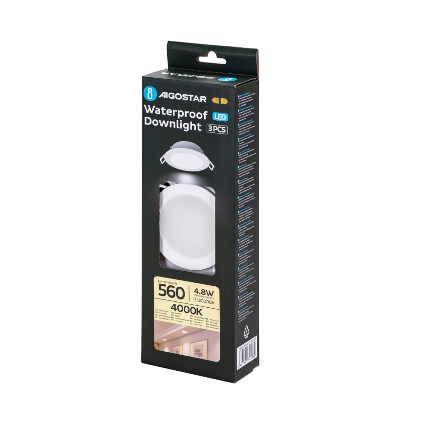 Aigostar - ΣΕΤ 3x Φωτιστικό χωνευτό LED εξωτερικού χώρου LED/4,8W/230V 4000K IP65 λευκό