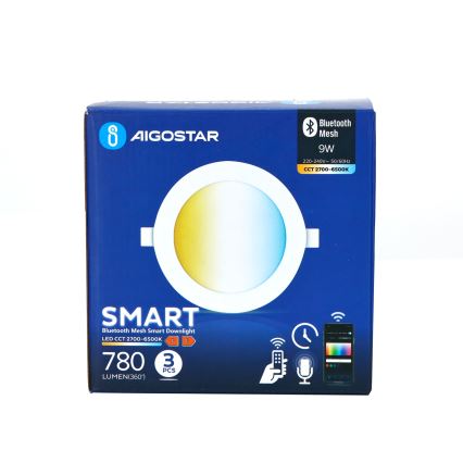 Aigostar - ΣΕΤ 3x LED Dimmable χωνευτό φωτιστικό MESH LED/9W/230V 2700K-6500K διάμετρος 14,5 cm