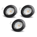 Aigostar - ΣΕΤ 3x LED χωνευτά φωτιστικά οροφής 1xGU10/4,5W/230V 3000K μαύρα