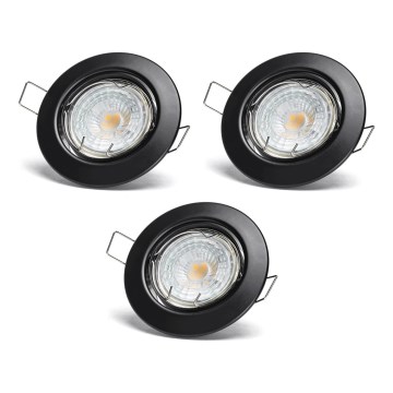 Aigostar - ΣΕΤ 3x LED χωνευτά φωτιστικά οροφής 1xGU10/4,5W/230V 3000K μαύρα